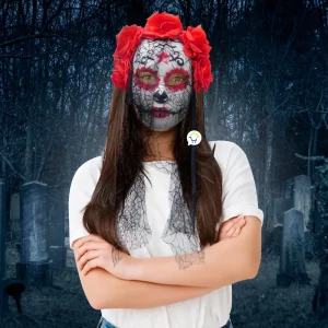 Máscara de terror catrina con velo