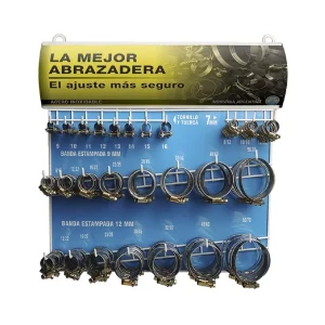 PERFECTO abrazadera EXHIBIDOR Nº2 9 y 12mm banda estampada 298 unidades 45x46cm